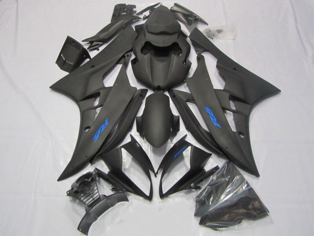 Yamaha YZF R6 Motorrad Verkleidung 2006-2007 - Matt Schwarz Blau Aufkleber