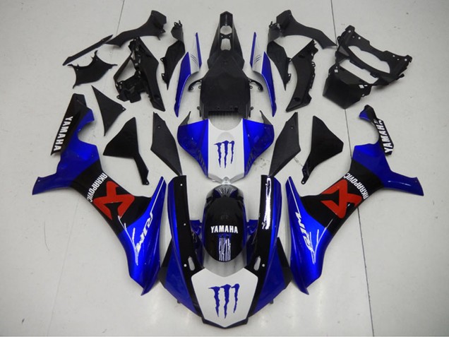 Yamaha YZF R1 Motorrad Verkleidung 2015-2019 - Blau Weiss Schwarz Rot Monster Akropovic
