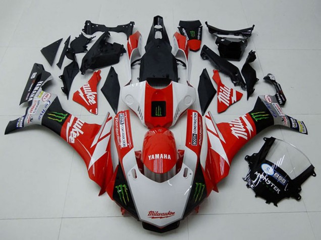 Yamaha YZF R1 Motorrad Verkleidung 2015-2019 - Weiss Rot Schwarz Grun Monster Milwaukee