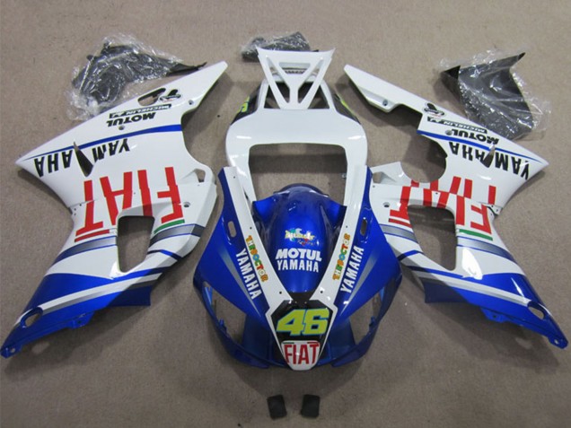 Yamaha YZF R1 Motorrad Verkleidung 1998-1999 - Weiss Blau Rot Motul Fiat 46