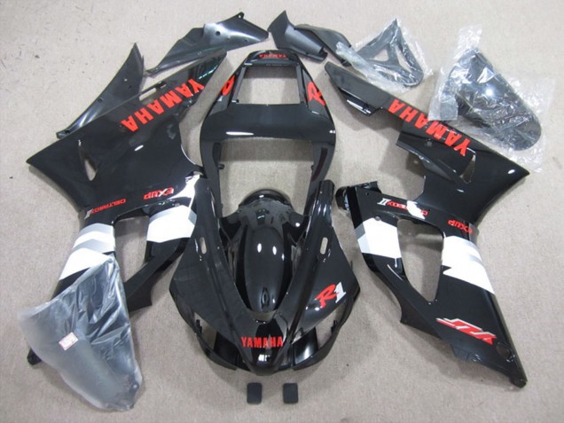 Yamaha YZF R1 Motorrad Verkleidung 1998-1999 - Glanzendes Schwarz Weiss Rot Aufkleber