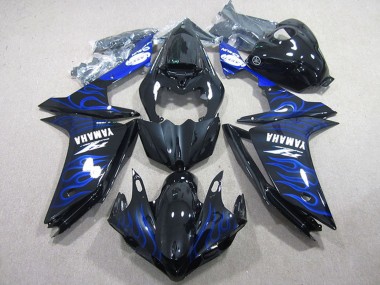 Yamaha YZF R1 Motorrad Verkleidung 2007-2008 - Glanzendes Schwarz Blau Flamme