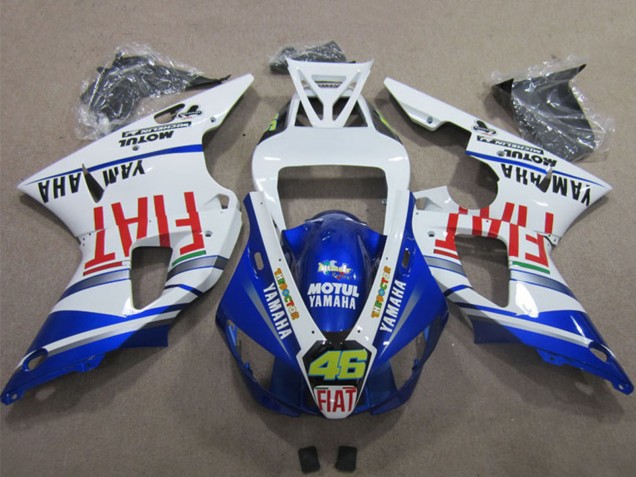 Yamaha YZF R1 Motorrad Verkleidung 2009-2011 - Weiss Blau Rot Fiat Motul Dunlop 46