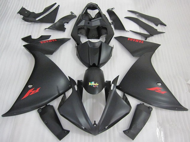 Yamaha YZF R1 Motorrad Verkleidung 2009-2011 - Matt Schwarz Rot Aufkleber