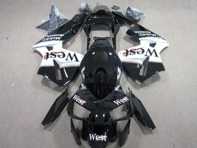Honda CBR600RR Motorrad Verkleidung 2003-2004 - Glanzendes Schwarz Weiss West