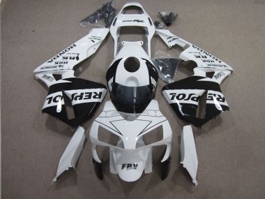 Honda CBR600RR Motorrad Verkleidung 2003-2004 - Weiss Glanzendes Schwarz Repsol
