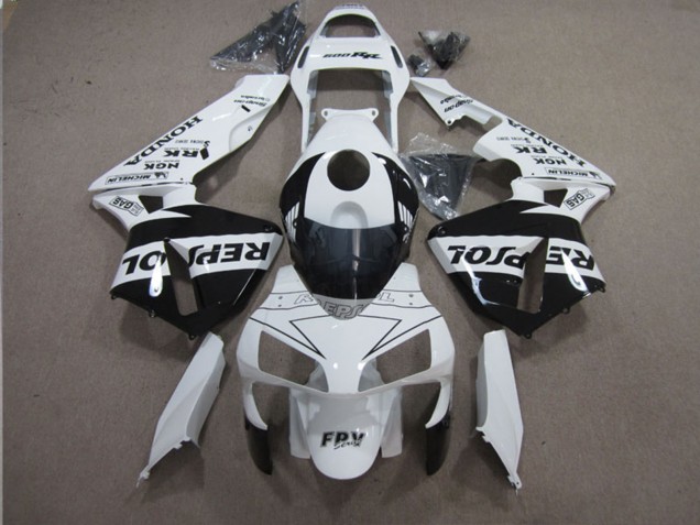 Honda CBR600RR Motorrad Verkleidung 2003-2004 - Weiss Glanzendes Schwarz Repsol