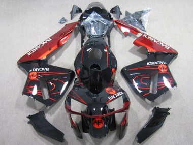 Honda CBR600RR Motorrad Verkleidung 2003-2004 - Glanzendes Schwarz Rot RACARDI