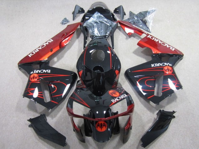 Honda CBR600RR Motorrad Verkleidung 2003-2004 - Glanzendes Schwarz Rot RACARDI
