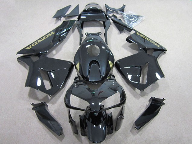 Honda CBR600RR Motorrad Verkleidung 2005-2006 - Glanzendes Schwarz Gold Aufkleber