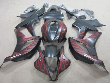 Honda CBR600RR Motorrad Verkleidung 2007-2008 - Matt Schwarz Rot Flamme