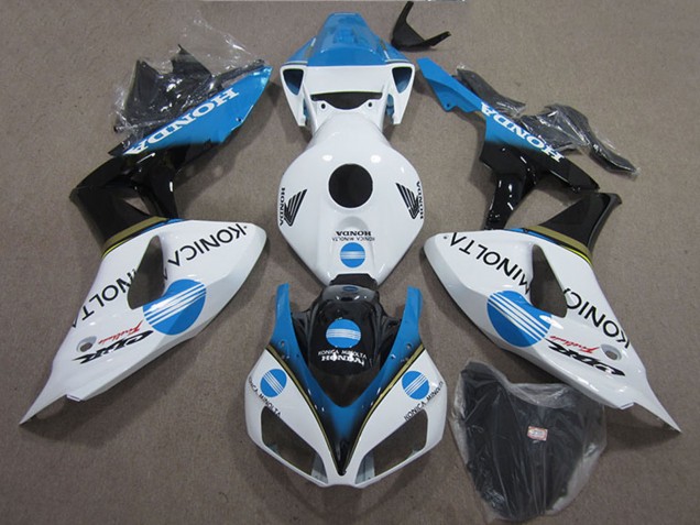 Honda CBR1000RR Motorrad Verkleidung 2006-2007 - Weiss Hellblau Glanzendes Schwarz Konica Minolta