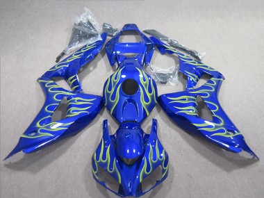 Honda CBR1000RR Motorrad Verkleidung 2006-2007 - Blau Grun Flamme