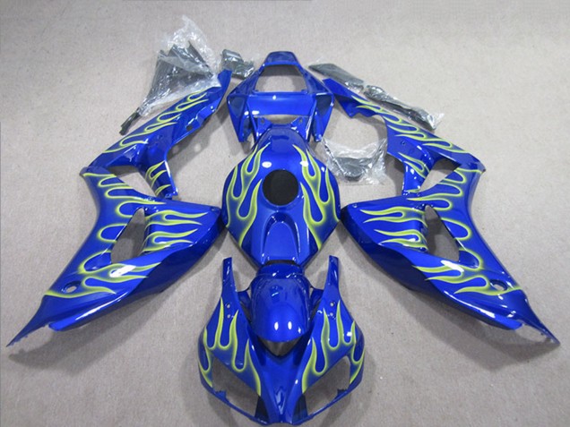 Honda CBR1000RR Motorrad Verkleidung 2006-2007 - Blau Grun Flamme