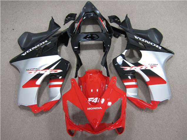 Honda CBR600 F4i Motorrad Verkleidung 2001-2003 - Silber Rot Glanzendes Schwarz