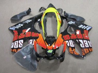 Honda CBR600 F4i Motorrad Verkleidung 2004-2007 - Gelb Orange Glanzendes Schwarz Rossi 46