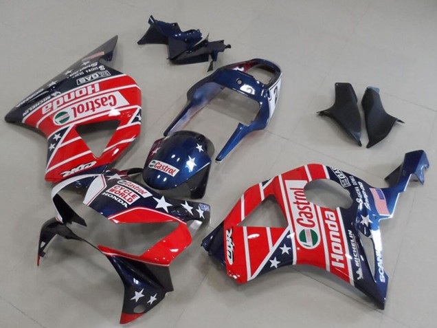 Honda CBR900RR 954 Motorrad Verkleidung 2002-2003 - Blau Rot Cycle World Castrol