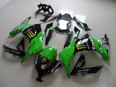 Kawasaki ZX300R Motorrad Verkleidung 2013-2018 - Grun Glanzendes Schwarz Gelb Elf Touch4 Monster
