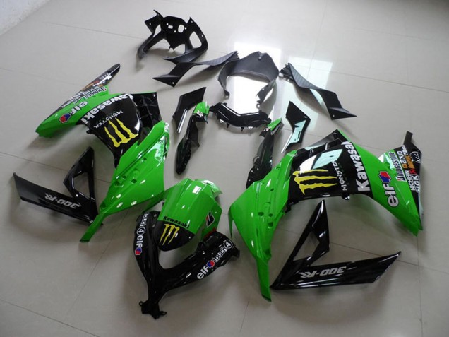 Kawasaki ZX300R Motorrad Verkleidung 2013-2018 - Grun Glanzendes Schwarz Gelb Elf Touch4 Monster