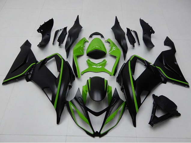 Kawasaki ZX6R Motorrad Verkleidung 2013-2018 - Grun Matt Schwarz
