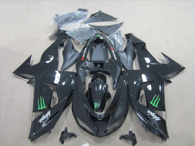 Kawasaki ZX6R Motorrad Verkleidung 2007-2008 - Schwarz Ninja Grun Monster