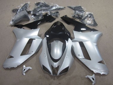 Kawasaki ZX6R Motorrad Verkleidung 2007-2008 - Silber Schwarz