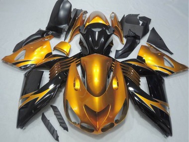 Kawasaki ZX14R ZZR1400 Motorrad Verkleidung 2006-2011 - Gold Glanzendes Schwarz