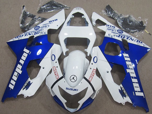 Suzuki GSXR 600 Motorrad Verkleidung 2004-2005 - Weiss Blau Jordan Motul