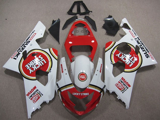 Suzuki GSXR 600 Motorrad Verkleidung 2004-2005 - Weiss Rot Lucky Strike Motul