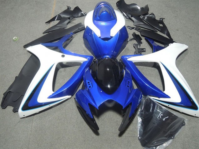 Suzuki GSXR 600 Motorrad Verkleidung 2006-2007 - Weiss Blau Glanzendes Schwarz