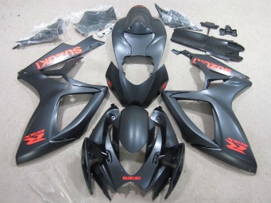 Suzuki GSXR 600 Motorrad Verkleidung 2006-2007 - Matt Schwarz Rot Aufkleber