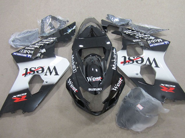 Suzuki GSXR 750 Motorrad Verkleidung 2004-2005 - Glanzendes Schwarz Weiss West Mobil