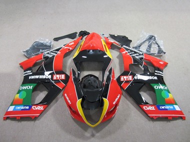 Suzuki GSXR 1000 Motorrad Verkleidung 2003-2004 - Rot Gelb Grun Schwarz