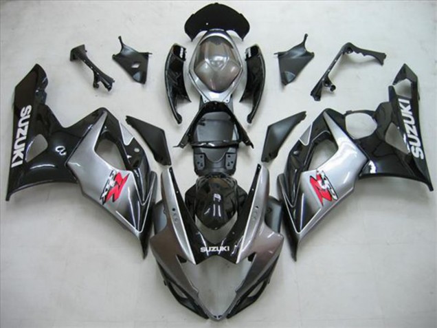 Suzuki GSXR 1000 Motorrad Verkleidung Kit 2005-2006 - Glanzendes Schwarz Silber Rot