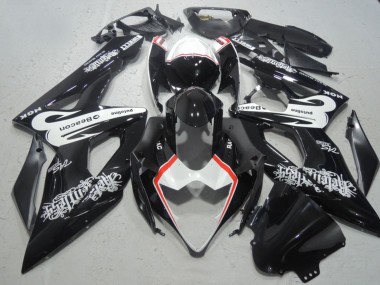 Suzuki GSXR 1000 Motorrad Verkleidung 2005-2006 - Glanzendes Schwarz Weiss Rot Leuchtfeuer