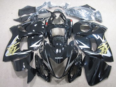 Suzuki GSXR 1300 Hayabusa Motorrad Verkleidung 2008-2020 - Glanzendes Schwarz Weiss Gold Aufkleber