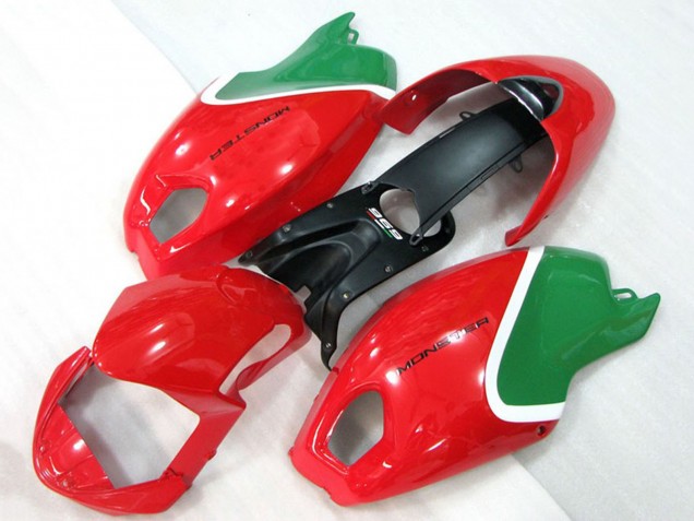 Ducati Monster 696 Motorrad Verkleidung 2008-2012 - Rot Weiss Grun