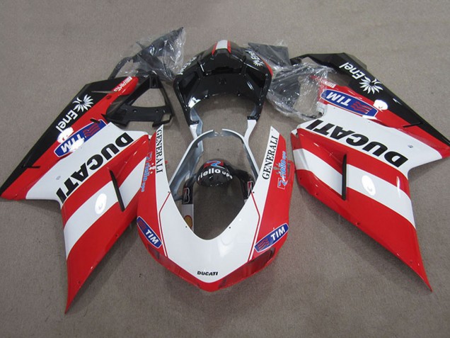 Ducati 1098 Motorrad Verkleidung 2007-2014 - Rot Weiss Schwarz Generali Tim