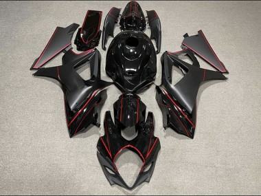 Matt & Glanz-Verzierungen In Schwarz & Rot 2007-2008 Suzuki GSXR 1000 Motorrad Verkleidungen