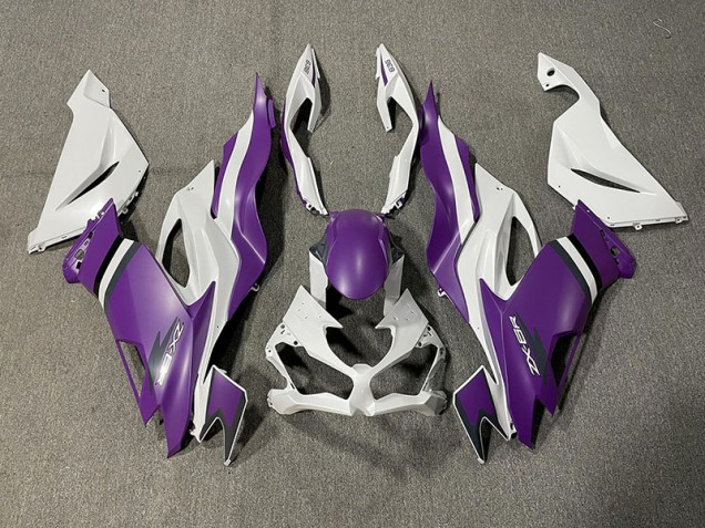 Matt Lila & Weiß 2019-2023 Kawasaki ZX6R Motorrad Verkleidungen Matt Lila & Weiß 2019-2023 Kawasaki ZX6R Motorrad Verkleidungen
