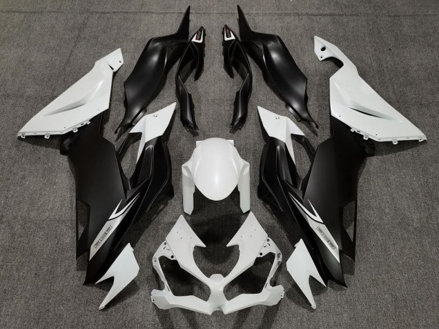 Matt Perlweiß & Schwarz 2019-2023 Kawasaki ZX6R Motorrad Verkleidungen Matt Perlweiß & Schwarz 2019-2023 Kawasaki ZX6R Motorrad Verkleidungen