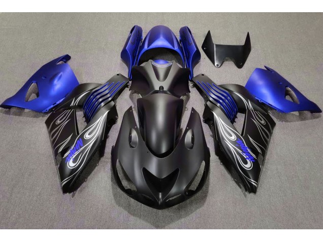 Matt Schwarz & Blau 2006-2011 Kawasaki ZX14R Motorrad Verkleidungen Matt Schwarz & Blau 2006-2011 Kawasaki ZX14R Motorrad Verkleidungen