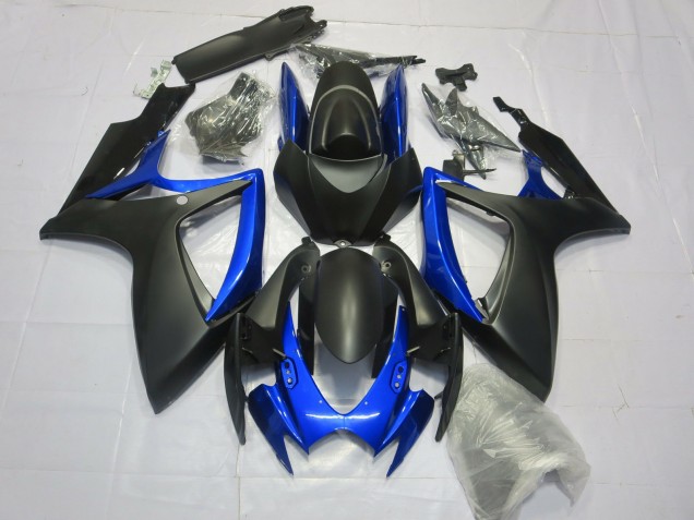 Matt Schwarz Glänzend Blau 2006-2007 Suzuki GSXR 600-750 Motorrad Verkleidungen Matt Schwarz Glänzend Blau 2006-2007 Suzuki GSXR 600-750 Motorrad Verkleidungen