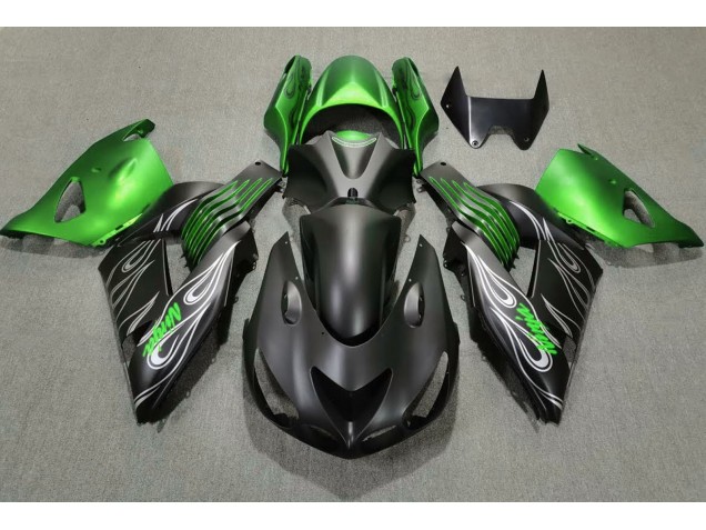 Matt Schwarz & Grün 2006-2011 Kawasaki ZX14R Motorrad Verkleidungen Matt Schwarz & Grün 2006-2011 Kawasaki ZX14R Motorrad Verkleidungen