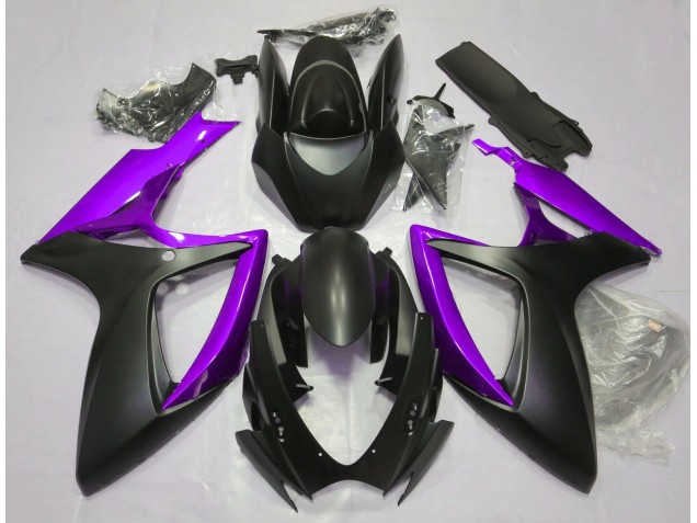Matt Schwarz & Lila 2006-2007 Suzuki GSXR 600-750 Motorrad Verkleidungen Matt Schwarz & Lila 2006-2007 Suzuki GSXR 600-750 Motorrad Verkleidungen