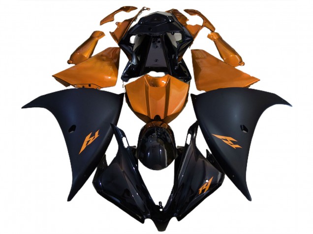 Matt Schwarz & Orange 2012-2014 Yamaha R1 Motorrad Verkleidungen Matt Schwarz & Orange 2012-2014 Yamaha R1 Motorrad Verkleidungen