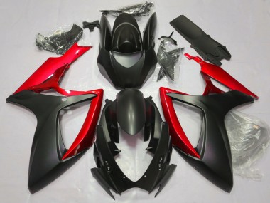 Matt Schwarz & Rot 2006-2007 Suzuki GSXR 600-750 Motorrad Verkleidungen