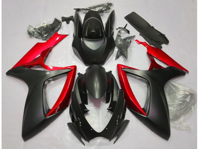 Matt Schwarz & Rot 2006-2007 Suzuki GSXR 600-750 Motorrad Verkleidungen Matt Schwarz & Rot 2006-2007 Suzuki GSXR 600-750 Motorrad Verkleidungen