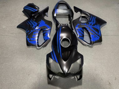 Matt Schwarzer & Blauer Totenkopf 2001-2003 Honda CBR600 F4i Motorrad Verkleidungen