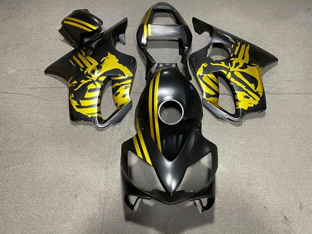 Matt Schwarzer & Goldener Totenkopf 2001-2003 Honda CBR600 F4i Motorrad Verkleidungen